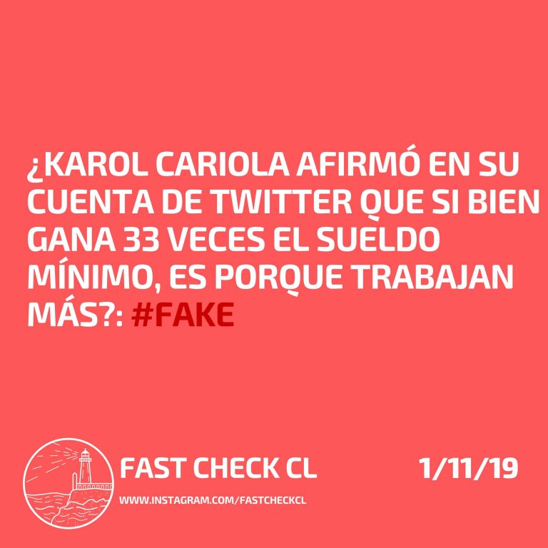 Lee más sobre el artículo Karol Cariola afirmó en su cuenta de twitter que si bien gana 33 veces el sueldo mínimo es porque trabaja más: #Fake