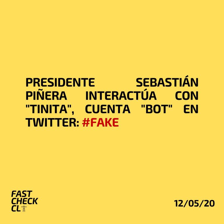Lee más sobre el artículo Presidente Sebastián Piñera interactúa con “Tinita”, cuenta “bot” en Twitter: #Fake