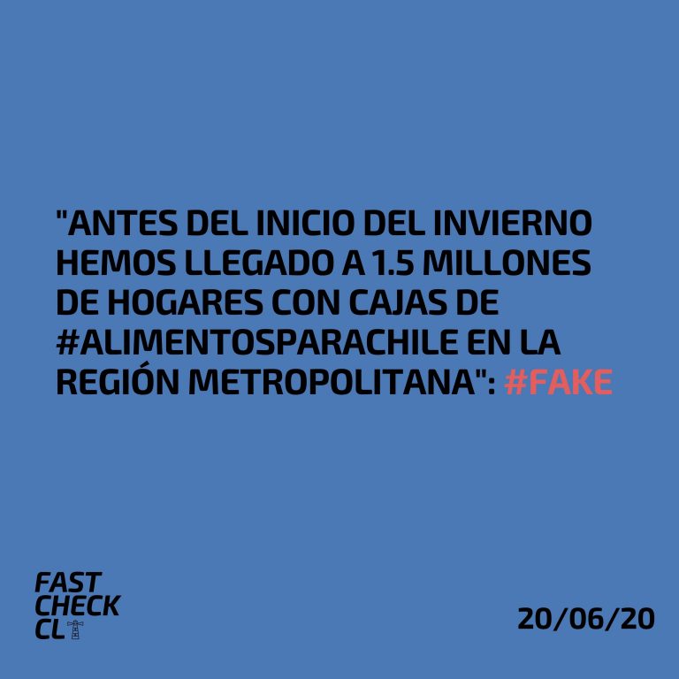 Lee más sobre el artículo “Antes del inicio del invierno hemos llegado a 1.5 millones de hogares con cajas de #AlimentosParaChile en la Región Metropolitana”: #Fake