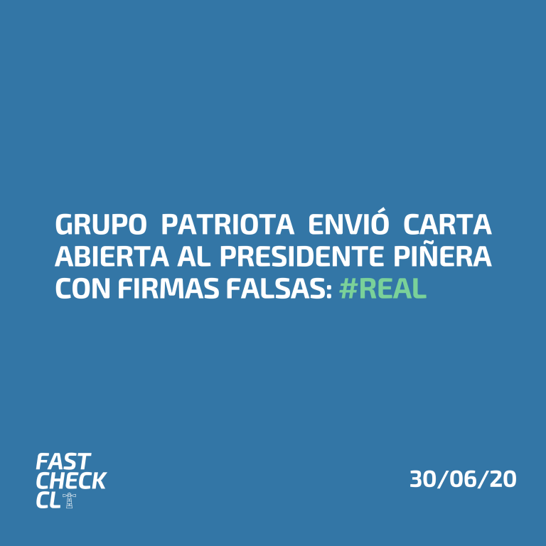 Lee más sobre el artículo Grupo patriota envió carta abierta al presidente Piñera con firmas falsas: #Real