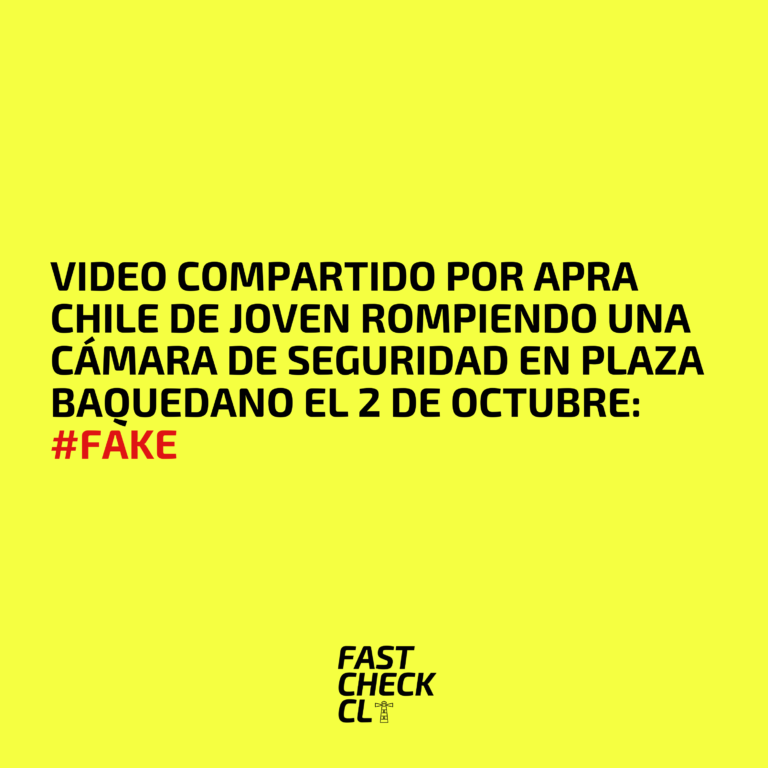 Lee más sobre el artículo Video compartido por APRA Chile de joven rompiendo una cámara de seguridad en Plaza Baquedano el 2 de octubre: #Fake