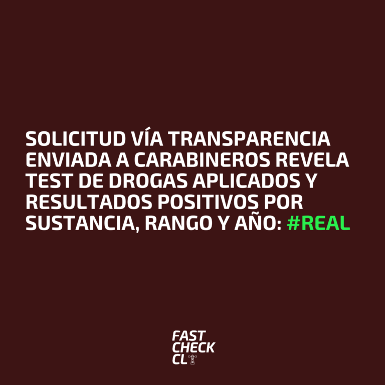 Lee más sobre el artículo Solicitud vía transparencia enviada a Carabineros revela test de drogas aplicados y resultados positivos por sustancia, rango y año: #Real
