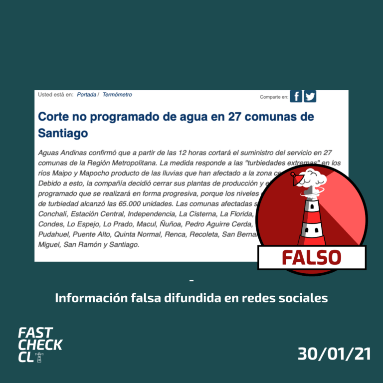 Lee más sobre el artículo (Imagen) Corte no programado del suministro de agua en 27 comunas de Santiago: #Falso