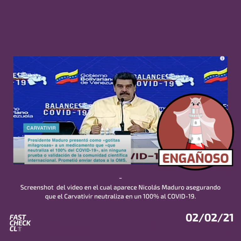 Lee más sobre el artículo (Nicolás Maduro) “Carvativir neutraliza el 100% del coronavirus”: #Engañoso