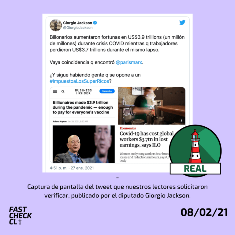 Lee más sobre el artículo “Billonarios aumentaron fortuna en US$3.9 billones durante crisis COVID mientras que trabajadores perdieron US$3.7 billones”: #Real
