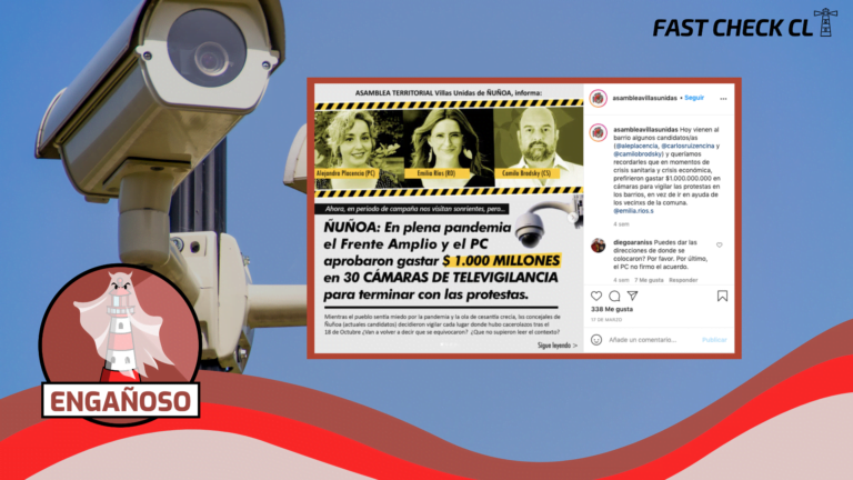 Lee más sobre el artículo En plena pandemia, el FA y el PC aprobaron gastar $1.000 millones en 30 cámaras de televigilancia en Ñuñoa para terminar con las protestas: #Engañoso