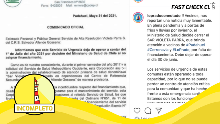 Lee más sobre el artículo Servicio de Urgencias de Alta Resolución (SAR) Violeta Parra de Pudahuel cierra por falta de financiamiento: #Incompleto