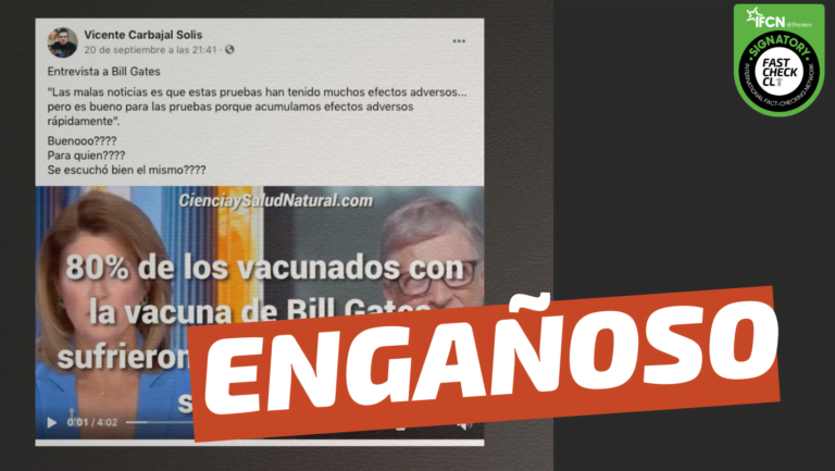 Lee más sobre el artículo “80% de los vacunados con la vacuna de Bill Gates sufrieron efectos adversos sistémicos”: #Engañoso