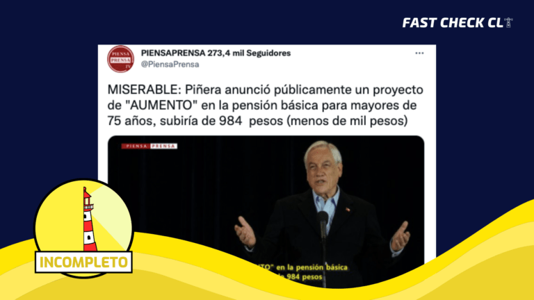 Lee más sobre el artículo “Piñera anunció públicamente un aumento en la pensión básica para mayores de 75 años por $984”: #Incompleto