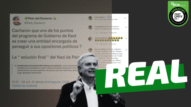 Lee más sobre el artículo Programa presidencial de José Antonio Kast tiene un apartado que se llama “Coordinación Internacional Anti-Radicales de Izquierda”: #Real