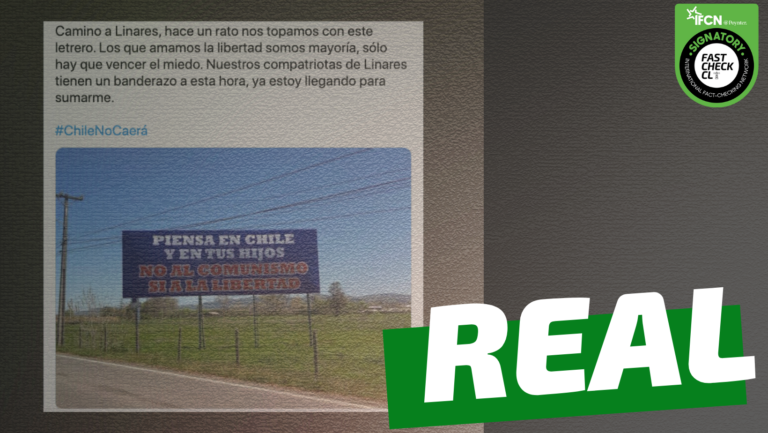 Lee más sobre el artículo Cartel que dice: “Piensa en Chile y en tus hijos. No al comunismo, sí a la libertad”: #Real