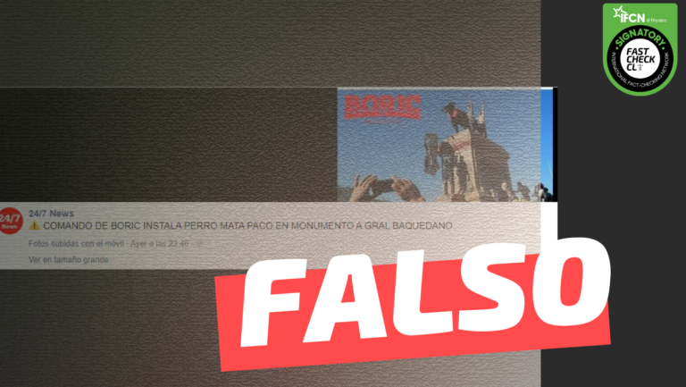 Lee más sobre el artículo (Imagen): “Comando de Boric instala perro matapacos en monumento a General Baquedano”: #Falso
