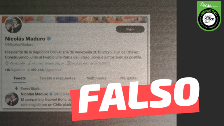 Lee más sobre el artículo Nicolás Maduro en Twitter: “El compañero Gabriel Boric debe cumplir al pie de la letra el programa si sale elegido por un Chile plurinacional Bolivariano”: #Falso
