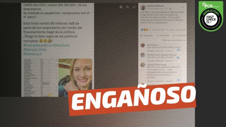 Lee más sobre el artículo “Carolina Goic recibió 66 millones de pesos por medio del financiamiento ilegal de la política”: #Engañoso