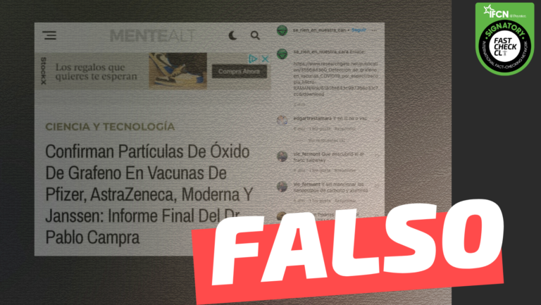 Lee más sobre el artículo Confirman partículas de óxido de grafeno en vacunas de Pfizer, AstraZeneca, Moderna y Janssen: Informe Final del Dr. Pablo Campra: #Falso