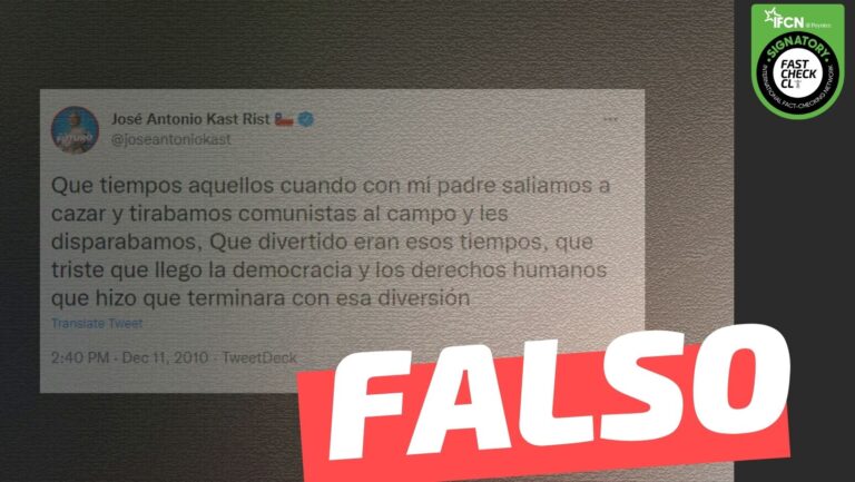 Lee más sobre el artículo (Imagen) José Antonio Kast: “Qué tiempos aquellos cuando con mi padre salíamos a cazar y tirábamos comunistas al campo y les disparábamos. Qué divertido eran esos tiempos, que triste que llegó la democracia y los derechos humanos que hizo que terminara con esa diversión”: #Falso