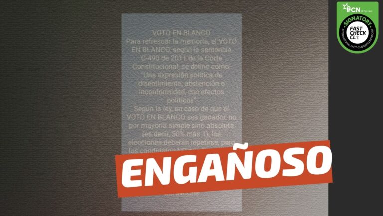 Lee más sobre el artículo “Si el voto blanco gana por mayoría absoluta las elecciones deben repetirse con distintos candidatos”: #Engañoso
