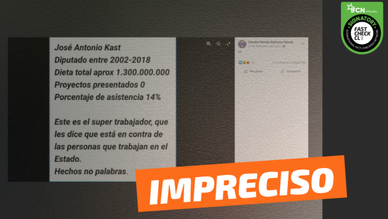 Lee más sobre el artículo “José Antonio Kast en los años en que fue diputado tuvo una dieta total aproximada de $1.300.000.000, presentó cero proyectos y tuvo una asistencia del 14%”: #Impreciso