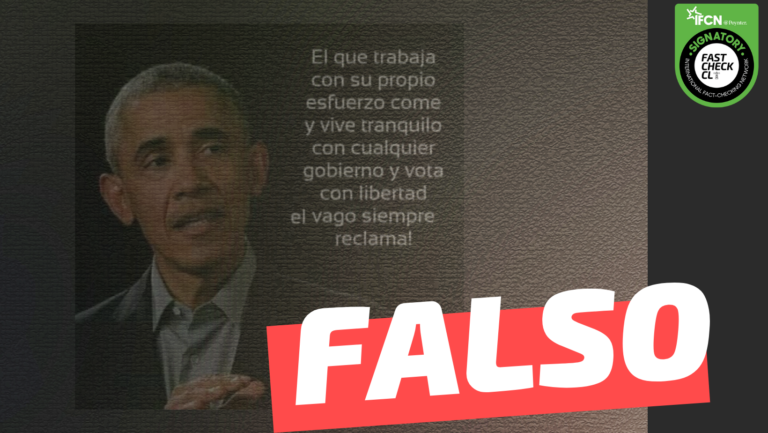 Lee más sobre el artículo Barack Obama: “El que trabaja con su propio esfuerzo come y vive tranquilo con cualquier gobierno y vota con libertad. El vago siempre reclama!”: #Falso