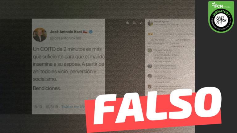Lee más sobre el artículo José Antonio Kast: “Un coito de 2 minutos es más que suficiente para que el marido insemine a su esposa. A partir de ahí todo es vicio, perversión y socialismo”: #Falso
