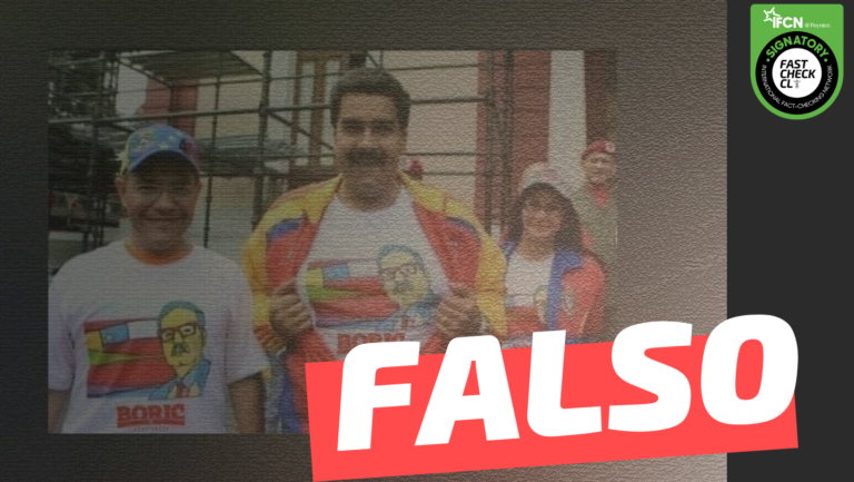Lee más sobre el artículo (Imagen) Nicolás Maduro utilizó una camiseta con el logo de la campaña presidencial de Gabriel Boric: #Falso