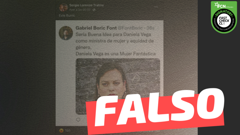 Lee más sobre el artículo Gabriel Boric en Twitter: “Sería buena idea para Daniela Vega como ministra de mujer y equidad de género”: #Falso