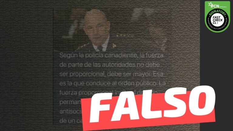 Lee más sobre el artículo (Imagen) “Según la policía canadiense, la fuerza de parte de las autoridades no debe ser proporcional, debe ser mayor (…)”: #Falso
