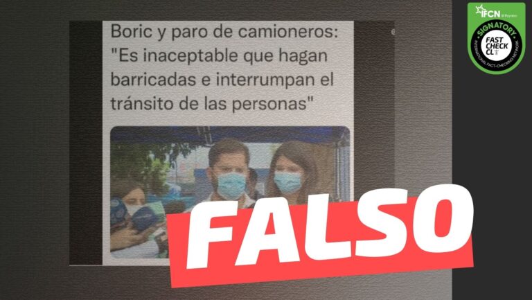 Lee más sobre el artículo “Boric y paro de camioneros: ‘Es inaceptable que hagan barricadas e interrumpan el tránsito de las personas'”: #Falso