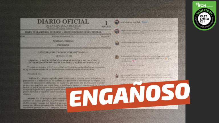 Lee más sobre el artículo Se publicó una ley que prohíbe la discriminación frente a mutaciones genéticas por la vacunación contra el covid-19: #Engañoso