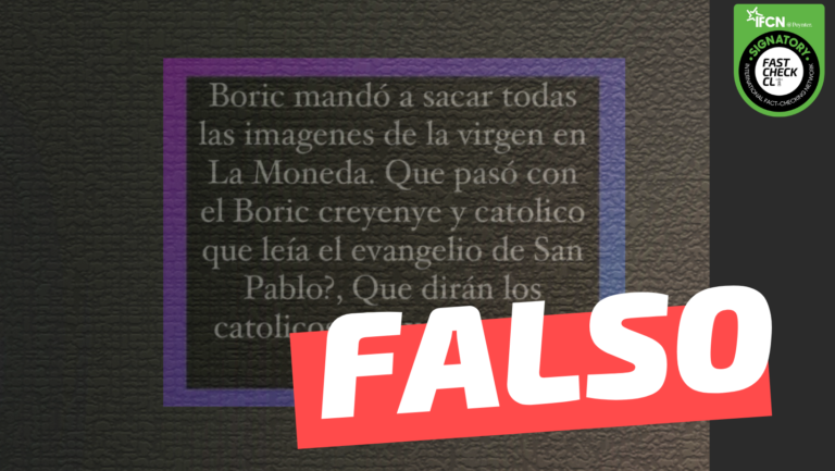 Lee más sobre el artículo “Boric mandó a sacar todas las imágenes de la virgen en La Moneda”: #Falso