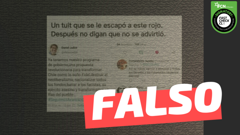 Lee más sobre el artículo (Imagen) Daniel Jadue: “Ya tenemos nuestro programa de gobierno, una propuesta revolucionaria para transformar Chile como lo soñó Fidel”: #Falso