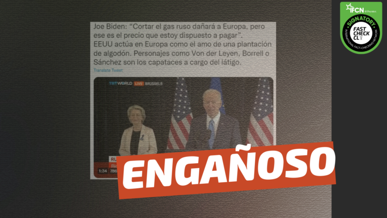 Lee más sobre el artículo Joe Biden, Presidente de EE.UU.: “Cortar el gas ruso dañará a Europa, pero es un precio que estoy dispuesto a pagar”: #Engañoso