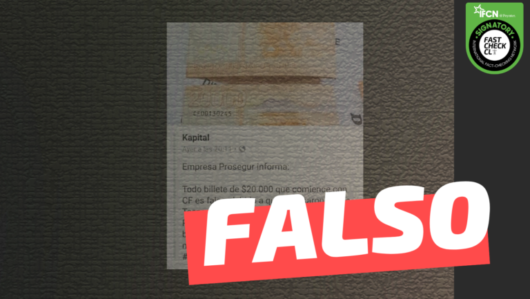 Lee más sobre el artículo (Imagen) “Empresa Prosegur informa: Todo billete de $20.000 que comience con CF es falso, debido a que ingresaron desde Tacna, Perú”: #Falso