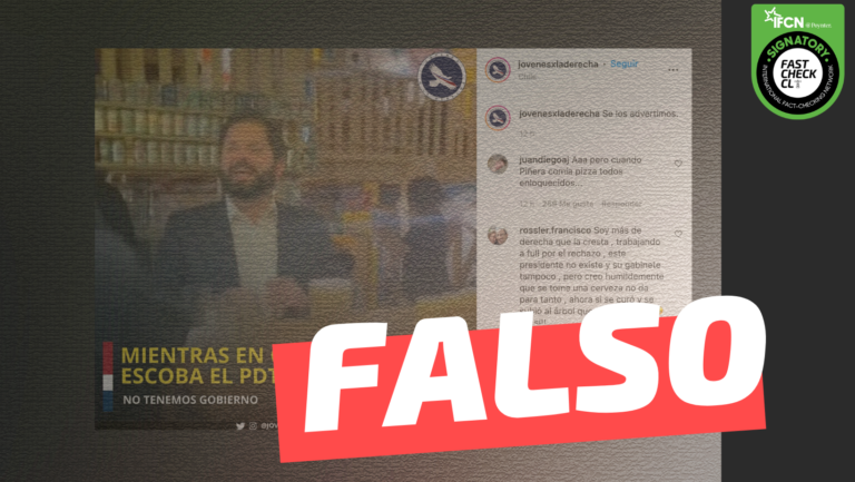 Lee más sobre el artículo (Imagen) “Mientras en Chile queda la escoba el presidente toma”: #Falso