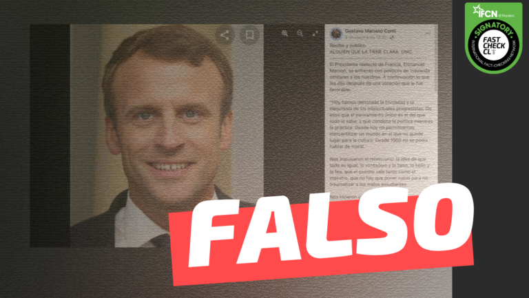 Lee más sobre el artículo Discurso del presidente reelecto Emmanuel Macron: “Hoy hemos derrotado la frivolidad y la hipocresía de los intelectuales progresistas (…)”: #Falso