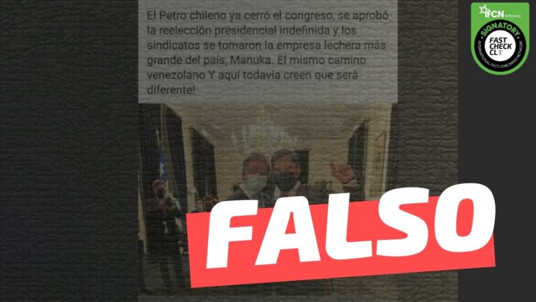 Lee más sobre el artículo Viral en Colombia: “El Petro chileno ya cerró el Congreso, se aprobó la reelección presidencial indefinida y los sindicatos se tomaron la empresa lechera más grande del país, Manuka”: #Falso