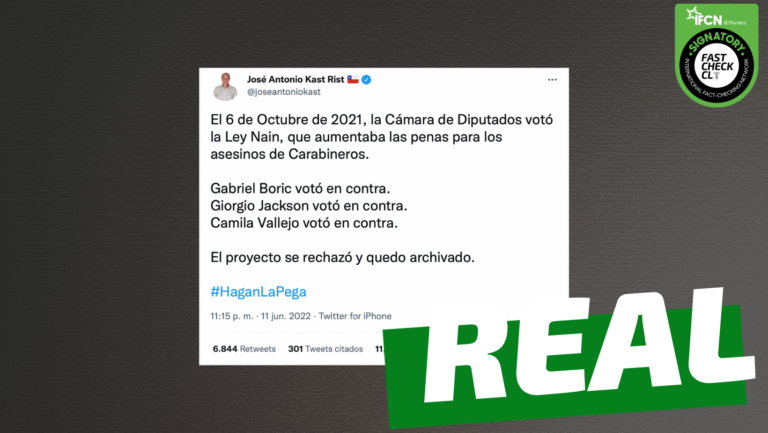 Lee más sobre el artículo “El 6 de octubre de 2021, la Cámara de Diputados votó la Ley Nain, que aumentaba las penas para los asesinos de Carabineros. Gabriel Boric votó en contra, Giorgio Jackson votó en contra y Camila Vallejo votó en contra”: #Real