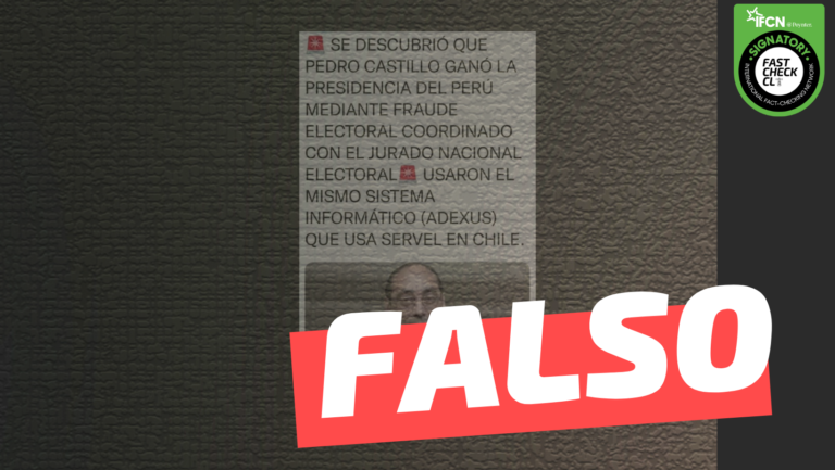 Lee más sobre el artículo “Se descrubrió que Pedro Castillo ganó la presidencia del Perú mediante fraude electoral coordinado con el Jurado Nacional. Usaron el mismo sistema informático (Adexus) que usa el Servel en Chile”: #Falso