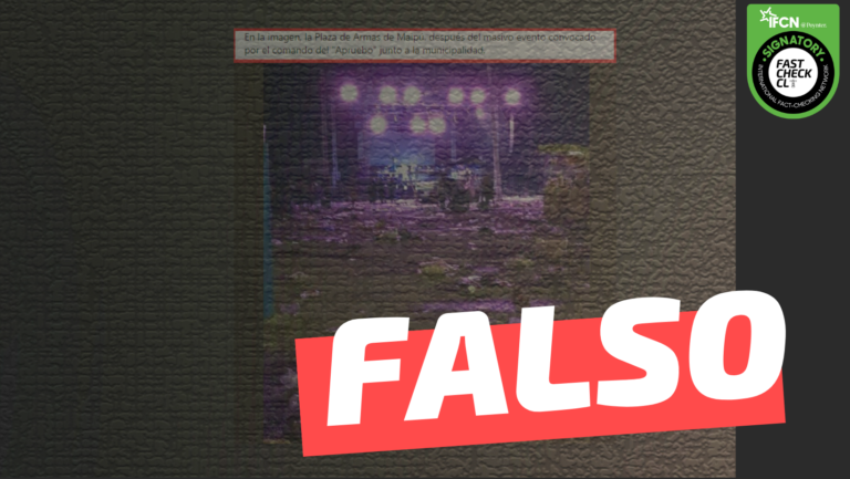 Lee más sobre el artículo (Imagen) “La Plaza de Armas de Maipú después del evento convocado por el comando del ‘Apruebo'”: #Falso