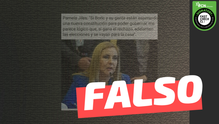 Lee más sobre el artículo Pamela Jiles: “Si Boric y su gente están esperando una nueva constitución para poder gobernar, me parece lógico que, si gana el rechazo, adelanten las elecciones y se vayan para la casa”: #Falso
