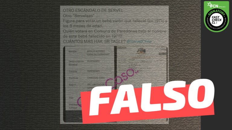 Lee más sobre el artículo “Figura para votar un bebé varón que falleció en 1971, a los 6 meses de edad”: #Falso