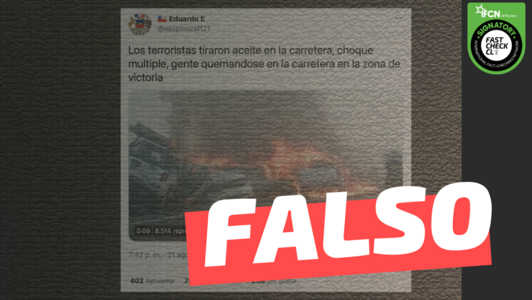 Lee más sobre el artículo (Video) Terroristas tiraron aceite en carretera de la comuna de Victoria: #Falso
