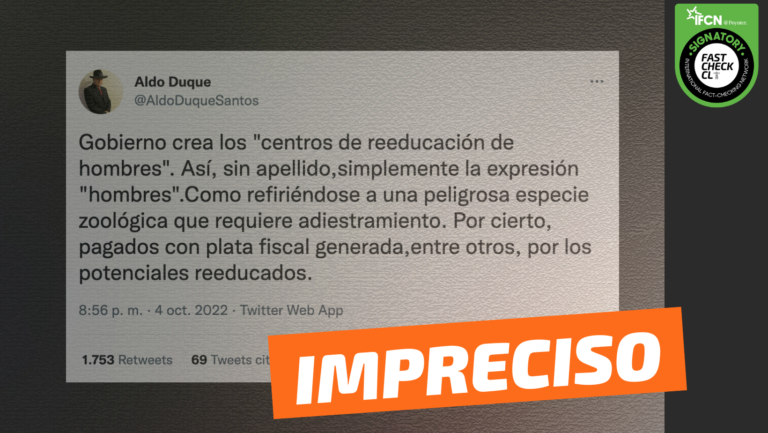 Lee más sobre el artículo “Gobierno crea los Centros de Reeducación de Hombres”: #Impreciso