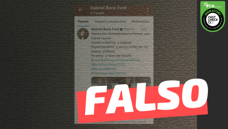 Lee más sobre el artículo Presidente Boric: “Vamos mis compatriotas, luchemos con fuerza cauros. Vamos a destruir y saquear supermercados (…): #Falso