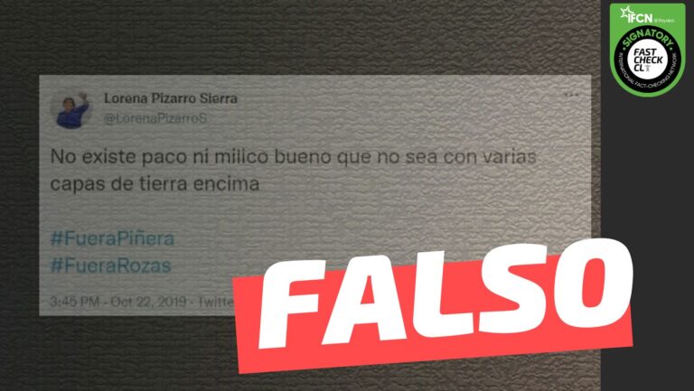 Lee más sobre el artículo Diputada Lorena Pizarro: “No existe paco ni milico bueno que no sea con varias capas de tierra encima”: #Falso