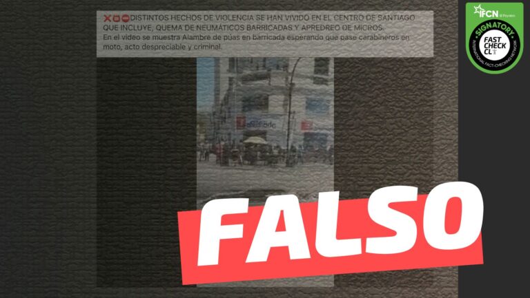 Lee más sobre el artículo (Video) “Distintos hechos se han vivido en el centro de Santiago. Se muestra alambre de púas en barricada”: #Falso