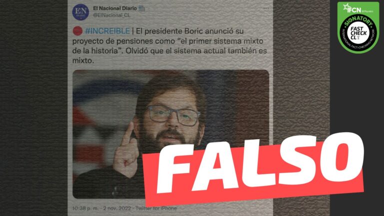 Lee más sobre el artículo “El presidente Boric anunció su proyecto de pensiones como ‘el primer sistema mixto de la historia'”: #Falso