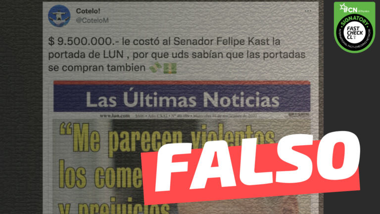 Lee más sobre el artículo “$ 9.500.000 le costó al Senador Felipe Kast la portada de LUN”: #Falso