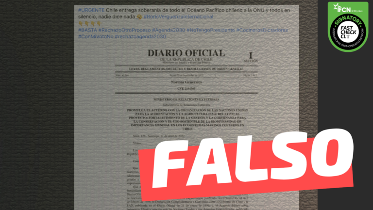 Lee más sobre el artículo “Chile entrega soberanía de todo el Océano Pacífico chileno a la ONU”: #Falso