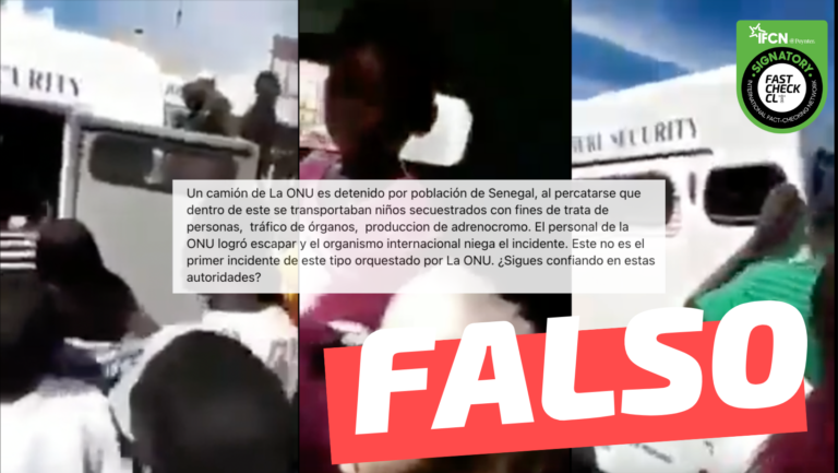 Lee más sobre el artículo (Video) “Un camión de la ONU es detenido por población de Senegal, al percatarse que dentro de este se transportaban niños secuestrados”: #Falso